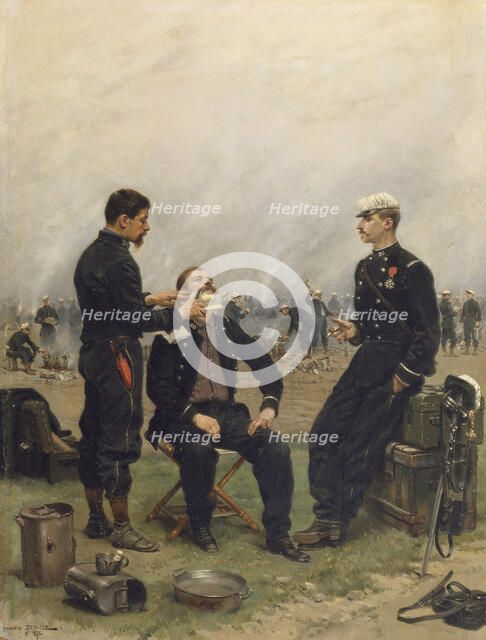 The Camp Barber, 1876. Creator: Jean Baptiste Edouard Detaille.
