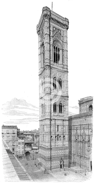 The campanile of the Basilica of Santa Maria del Fiore, Florence, Italy, 1882. Artist: Unknown