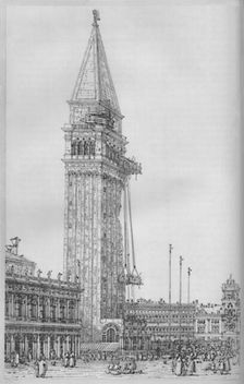 The Campanile of St. Mark's While Undergoing Repair in 1745 1903. Artist: Canaletto
