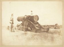 The cannon Mons Meg at Edinburgh Castle, and a private in the 2nd battalion of Royal Scots..., 184 Creators: David Octavius Hill, Robert Adamson, Hill & Adamson
