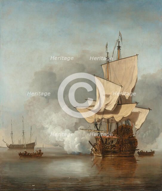 The Cannon Shot, c. 1680. Artist: Velde, Willem van de, the Younger (1633-1707)