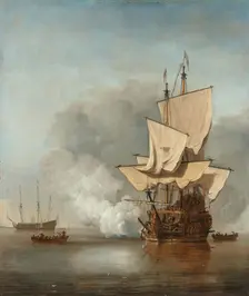 The Cannon Shot, c.1680. Creator: Willem van de Velde the Younger