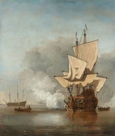 The Cannon Shot, c.1680. Creator: Willem van de Velde the Younger
