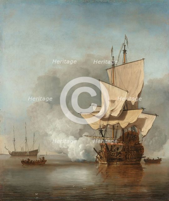 The Cannon Shot, c.1680. Creator: Willem van de Velde the Younger.