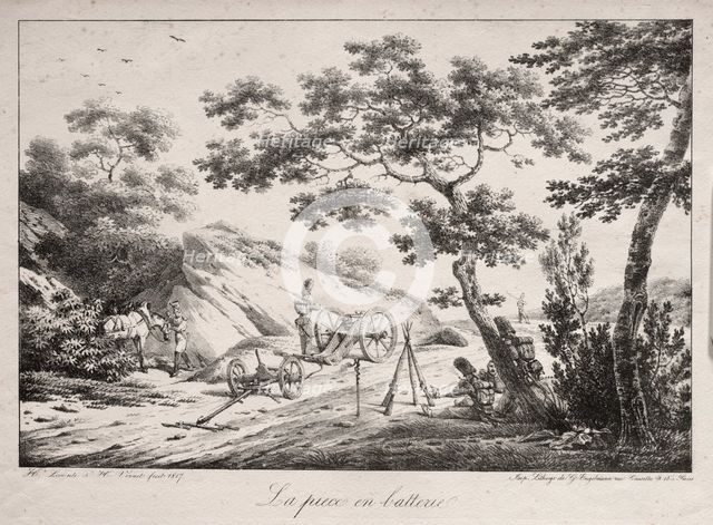 The Canon Ready to Fire, 1817. Creator: Hippolyte Lecomte (French, 1781-1857).