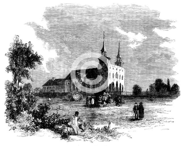 The Canadian Red River Exploring Expedition - St. Boniface Cathedral, Red River, 1858. Creator: Unknown.