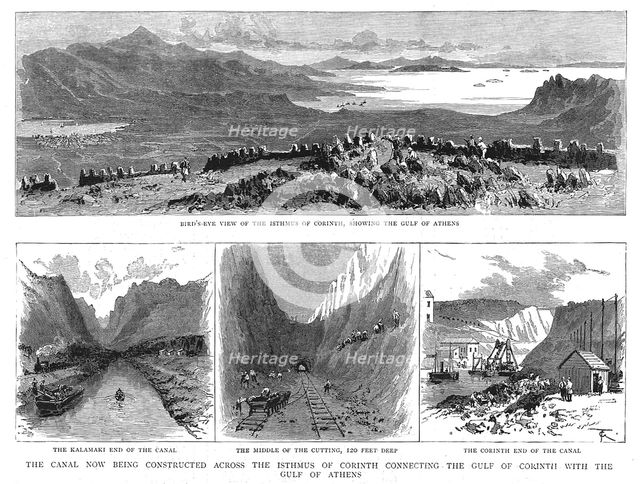 ''The Canal now being constructed across the Isthmus of Corinth connecting The Gulf of Corinth with  Creator: Unknown.