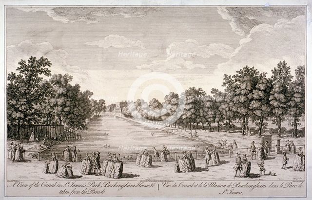 The canal in St James's Park, Westminster, London, c1740. Artist: John Stevens