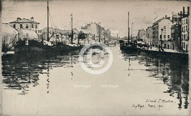 'The Canal St Martin', 1915. Artist: Eugene Bejot.