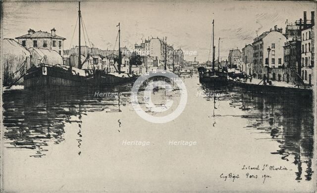 'The Canal St Martin', 1915. Artist: Eugene Bejot.