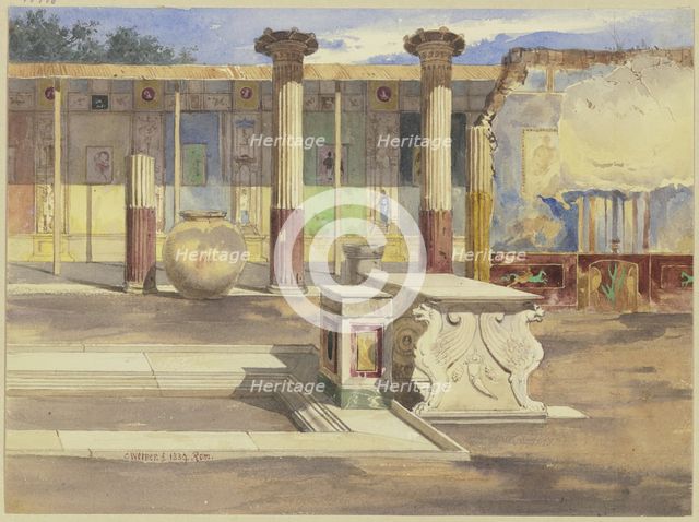 The Casa de Meleagro in Pompeii, 1839. Creator: Carl Friedrich Heinrich Werner.