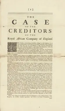 The case of the creditors of the Royal African Company of England, 1751. Creator: Unknown