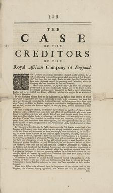 The case of the creditors of the Royal African Company of England, 1751. Creator: Unknown