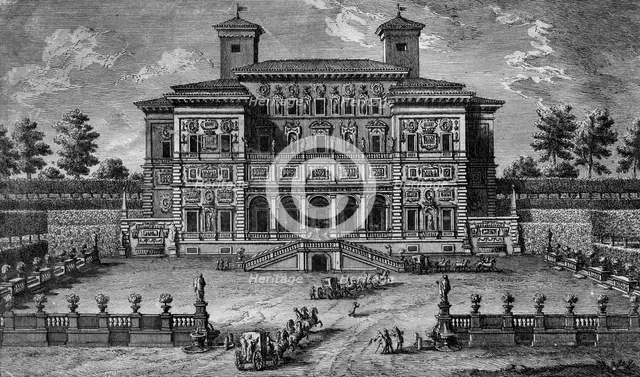 The Casino and Villa Borghese, near Rome, 18th century.Artist: Giuseppe Vasi