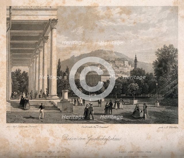 The Casino at the Kurhaus (The Conversationshaus) in Baden-Baden, ca 1855.