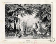 The castle and gardens at the Château de Chenonceaux, 1836. Creator: Deshayes, Célestin (1817-1884)