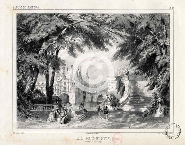 The castle and gardens at the Château de Chenonceaux, 1836. Creator: Deshayes, Célestin (1817-1884).