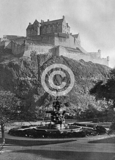 The Castle and Ross Fountain, Edinburgh, 1924-1926.Artist: Alfred Hind Robinson