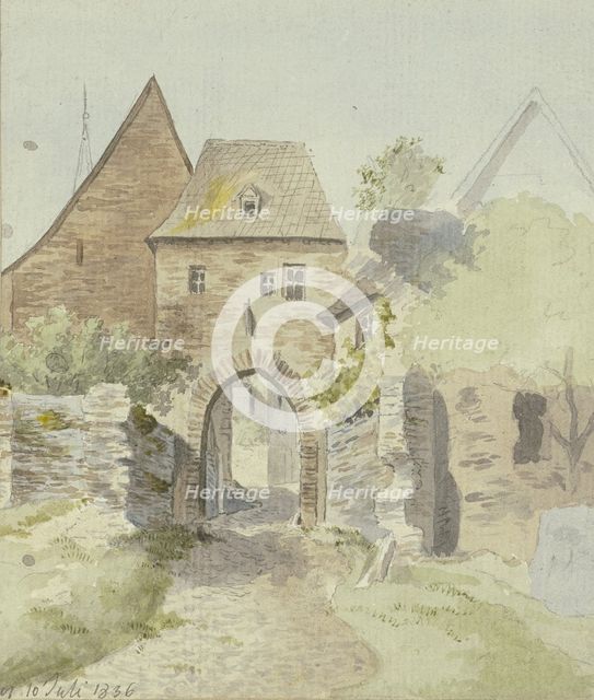 The castle gate in Kronberg im Taunus, 1836. Creator: Carl Theodor Reiffenstein.