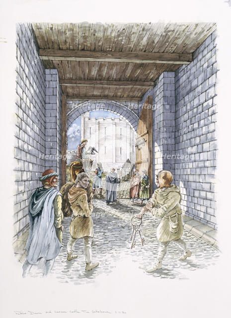 The Castle Gatehouse, Old Sarum, Wiltshire, c1130, (1994). Artist: Peter Dunn