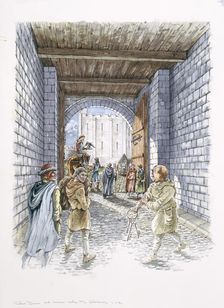 The Castle Gatehouse, Old Sarum, Wiltshire, c1130, (1994). Artist: Peter Dunn