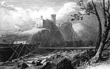 The Castle of Beaucaire and a bridge of boats over the Rhone, France, 1824. Creator: William Bernard Cooke