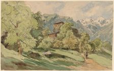 The Castle of Bürglen with the Alps Beyond, 1862. Creator: Carl Wagner