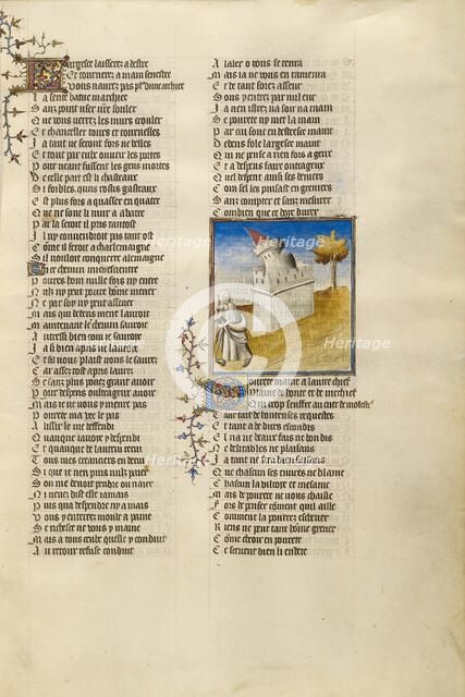 The Castle of Generosity Collapsing on the Path before the Personification of..., about 1405. Creator: Unknown.