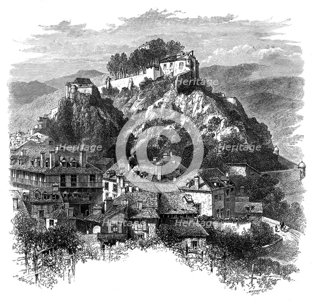 The castle of Lourdes, France, 19th century.Artist: Whymper