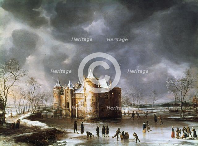 'The Castle of Muiden in Winter', 1658. Creator: Jan Abrahamsz Beerstraten.