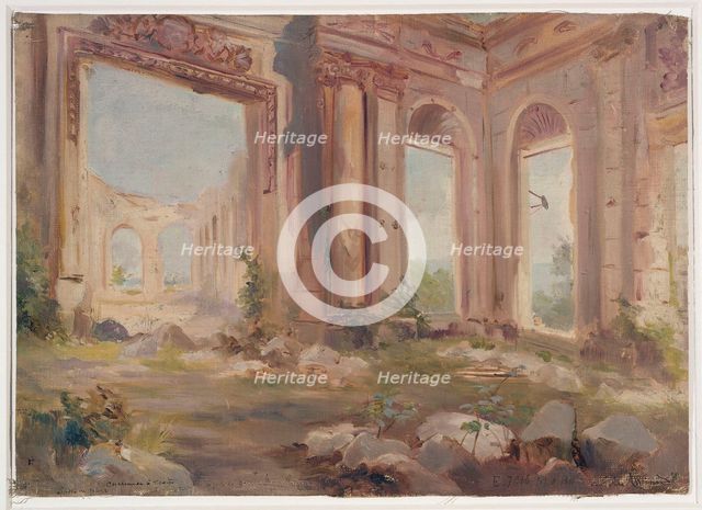 The castle of Saint-Cloud in ruins; The guards room, c1875. Creator: Jean Baptiste Edmond Allouard.