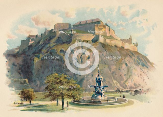 'The Castle Rock, Edinburgh', c1890. Artist: Charles Wilkinson.