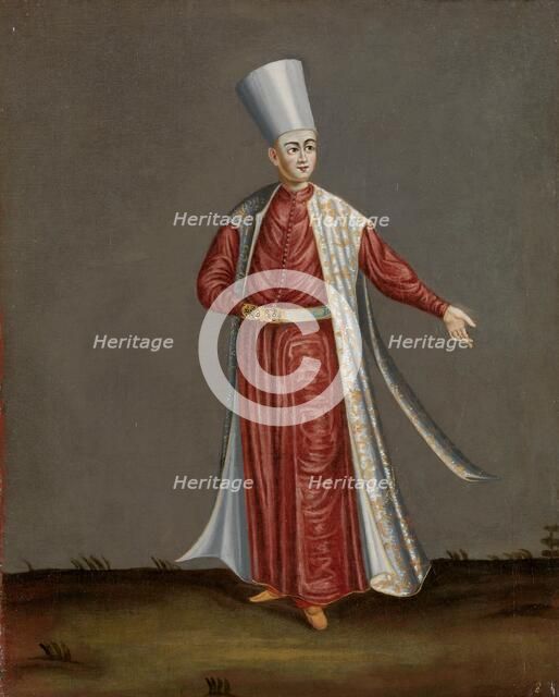 The Capon Aghassi, Chief of the White Eunuchs of the Sultan, 1700-1737. Creator: Workshop of Jean Baptiste Vanmour.