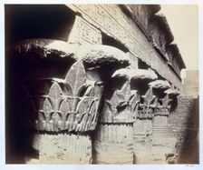 The capitals of the portico, Temple of Khnum, Esna, Egypt, 1862. Creator: Francis Bedford