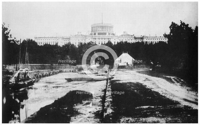 The Capitol without its dome, Washington DC, USA, c1858 (1955). Artist: Unknown