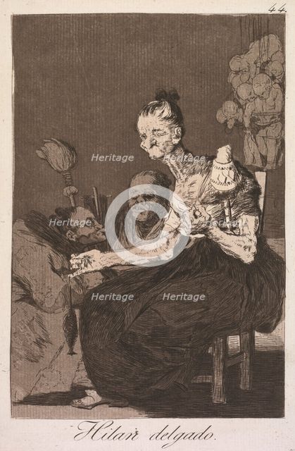 The Caprices: They Spin Finely (Los Caprichos: Hilan Delgado), 1799. Creator: Francisco de Goya (Spanish, 1746-1828).