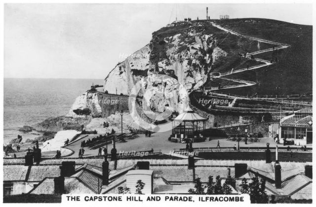 The Capstone Hill, and parade, Ilfracombe, 1936. Artist: Unknown