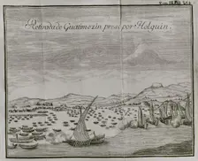 The capture by the Spaniards of Guatimocin, (1496-1525), last emperor of the Aztecs...1521 (1771) Creator: Unknown