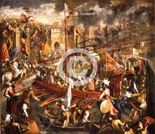 The capture of Constantinople by the Crusaders  , c1587. Creator: Palma il Giovane, Jacopo, the Younger (1544-1628).