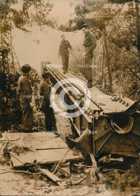 The capture of a V-1 flying bomb starting ramp, north of Zutphen, Netherlands, c1945. Creator: Unknown.