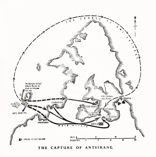 The capture of Antsiranana, Madagascar, by the Royal Marines, World War II, 1942 (1944). Creator: Unknown.