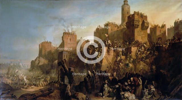 The capture of Jerusalem by Jacques de Molay in 1299. Artist: Jacquand, Claude (1803-1878)