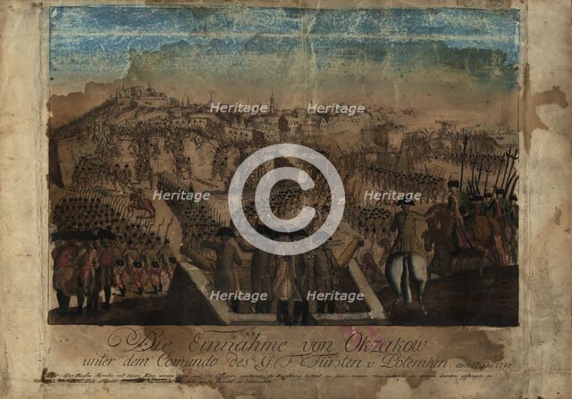 The capture of Ochakov by Prince Grigory Potemkin on December 17, 1788, 1788. Creator: Loeschenkohl, Johann Hieronymus (1753-1807).