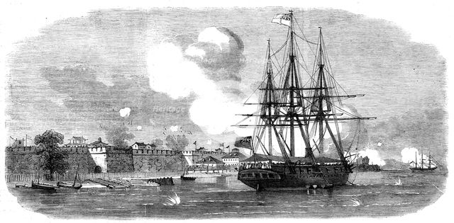 The Capture of Ningpo: bombardment of the North and East Gates, 1862. Creator: Unknown.