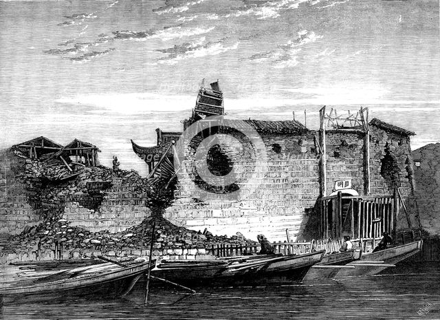 The Capture of Ningpo: breaches in the city wall, 1862. Creator: Unknown.