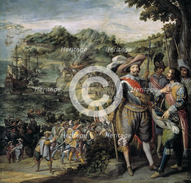The capture of Saint Kitts by Don Faderique de Toledo, 1634. Artist: Castello, Félix (1595-1651)