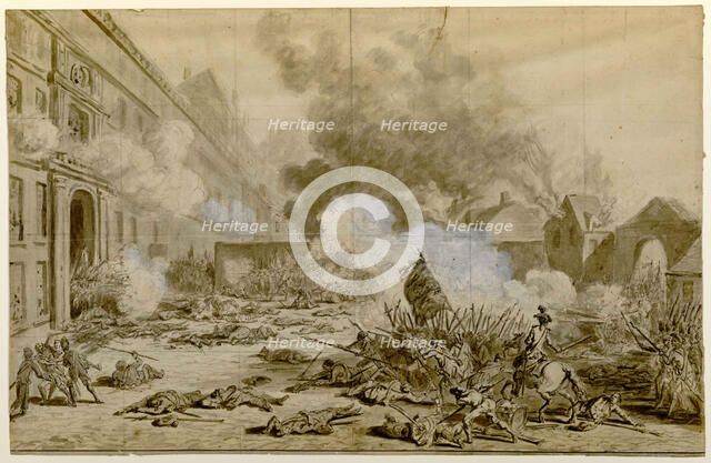 The Capture of the Tuileries Palace (La prise des Tuileries), c. 1793. Creator: Duplessis-Bertaux, Jean (1747-1820).