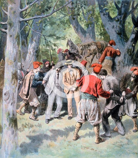The capture of two french travelers by brigands in Sardinia, 1894. Artist: Unknown
