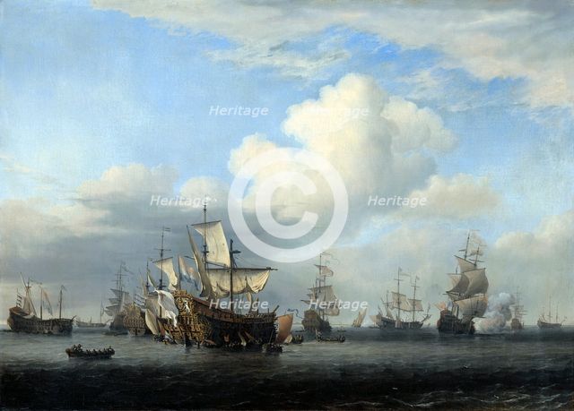 'The captured 'Swiftsure', 'Seven Oaks', 'Loyal George' and 'Convertine...', c1666. Artist: Willem van de Velde the Younger