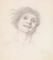 The Car of Love or Love's Wayfaring - Study of a Man's Head, 1876. Creator: Sir Edward Coley Burne-Jones